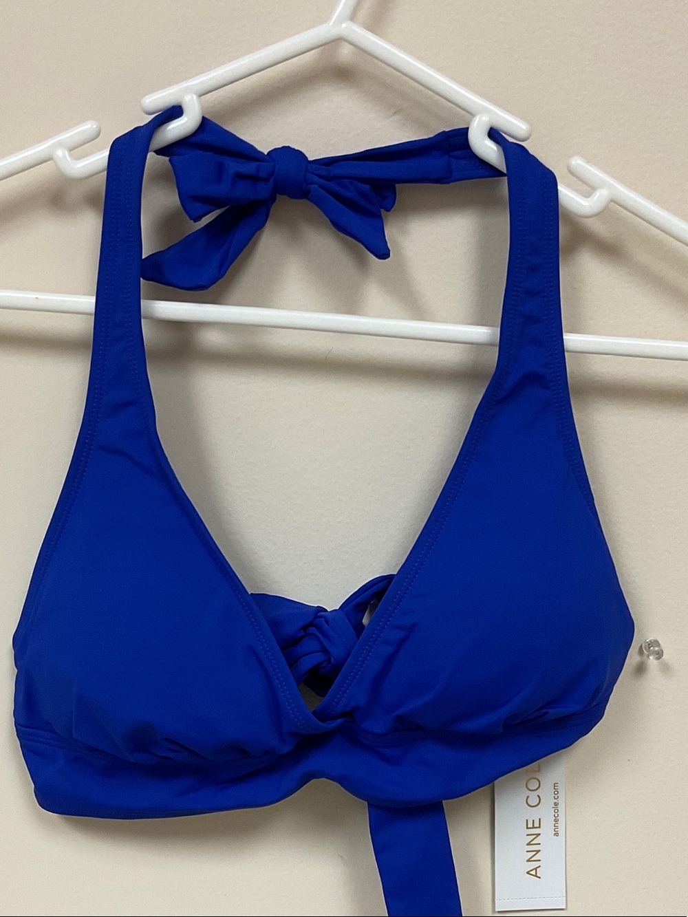 Anne Cole Blue Halter Bikini Top. Large. NWT. Lightly padded